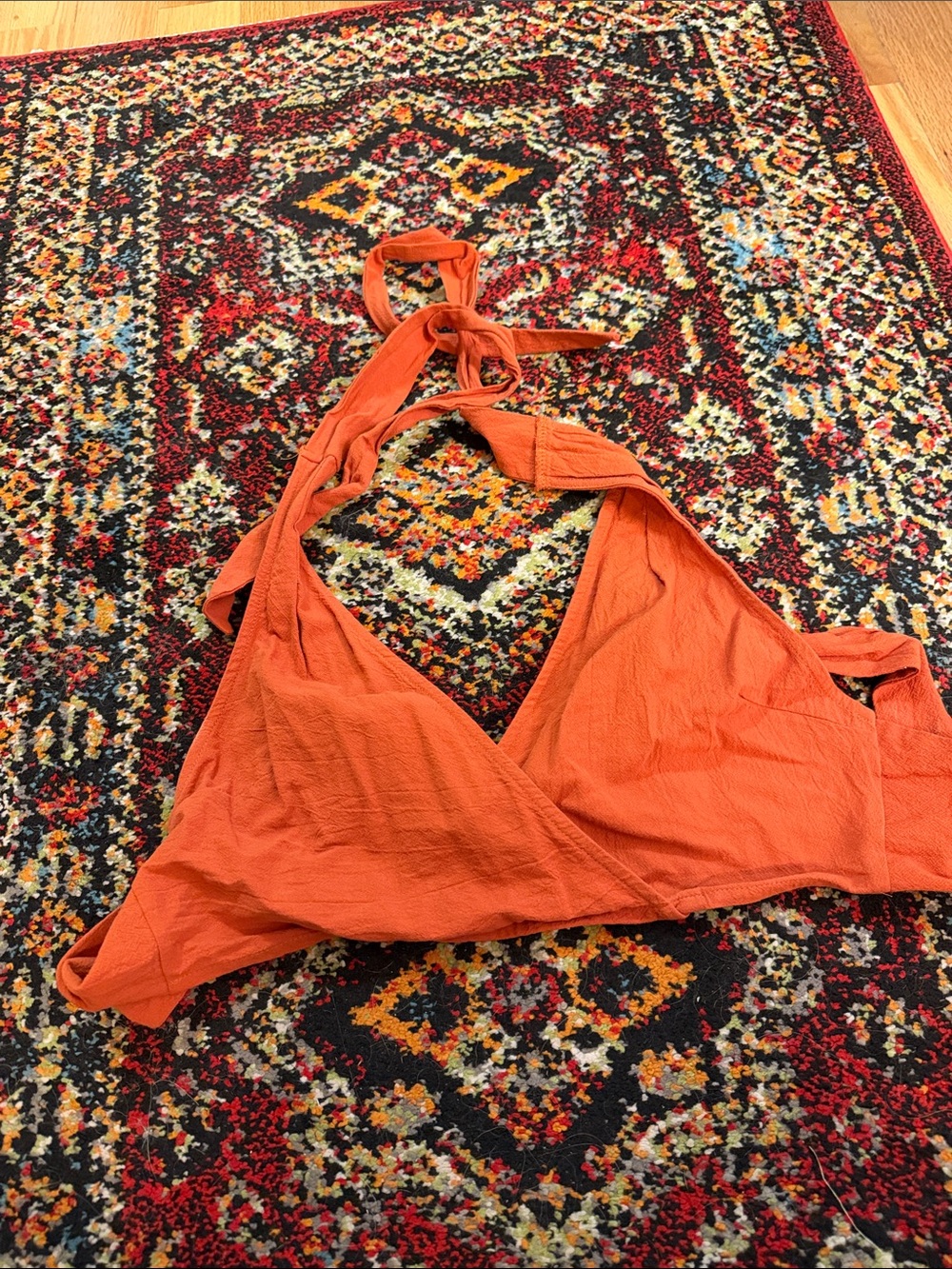 Women's Orange Halter Bralette Cotton